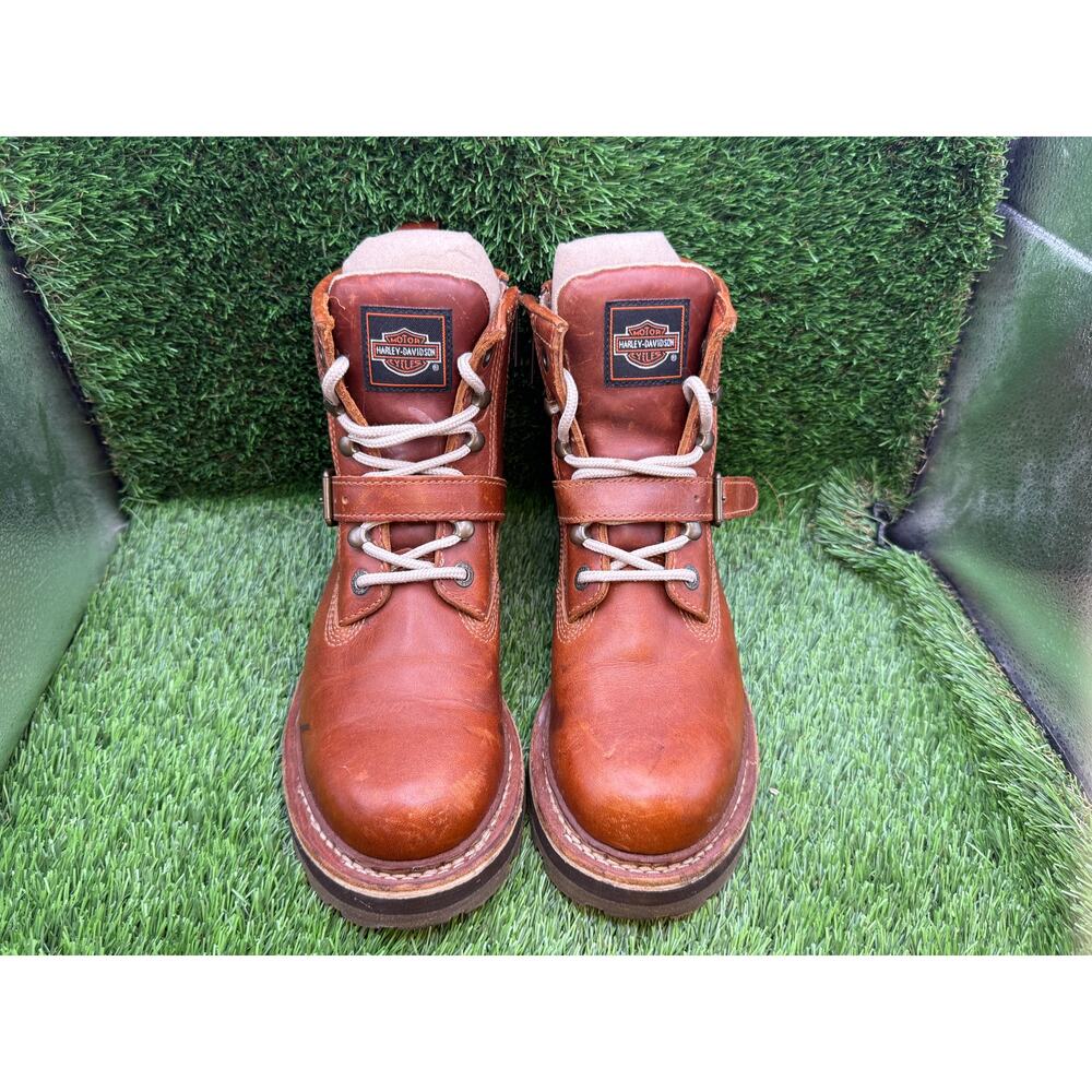 Harley-Davidson Combat Boot Women's 8.5 Brown Leather Biker Motorcycle Workwear - Picture 4 of 14